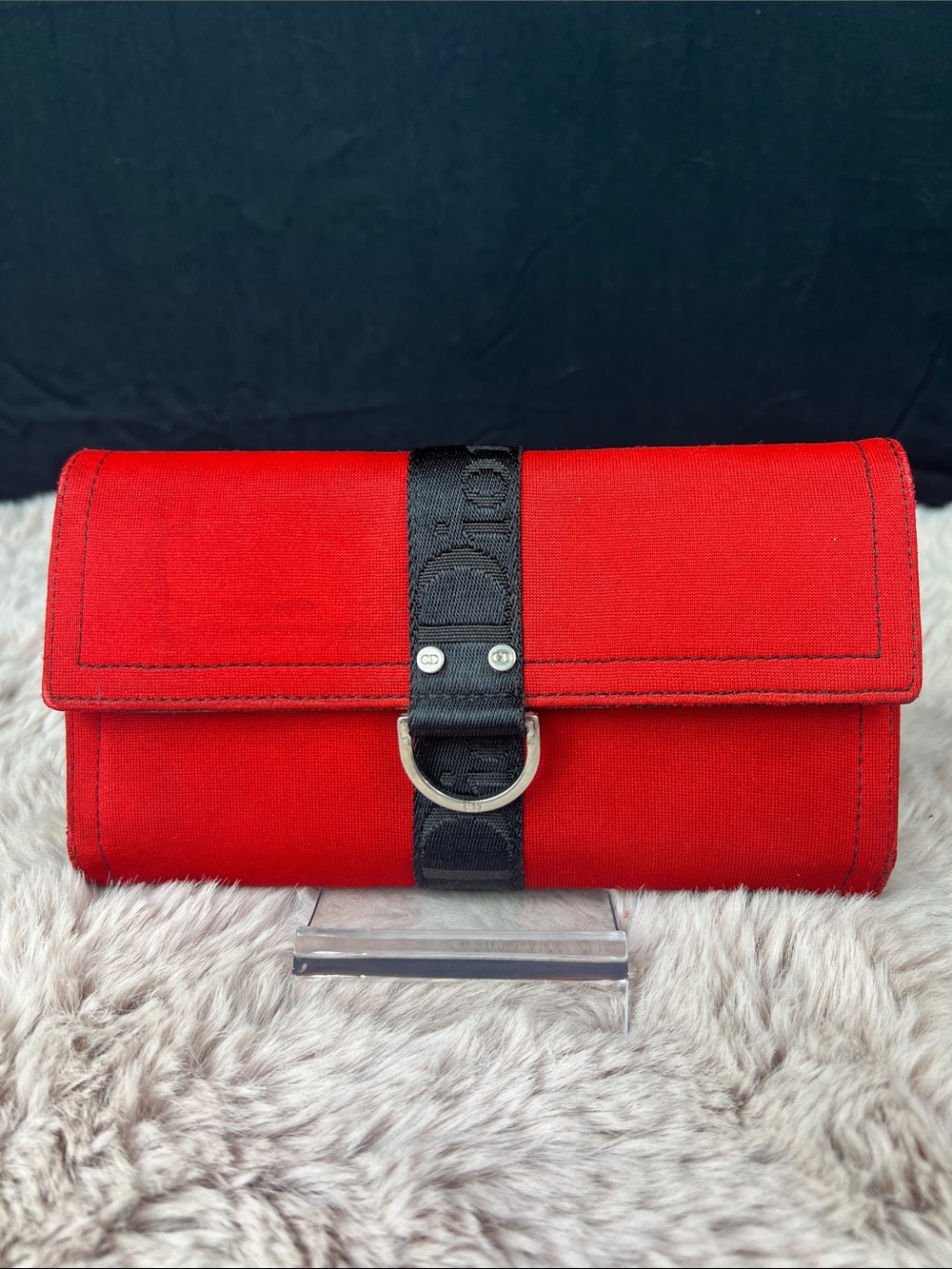 Christian Dior Hardcore Red Canvas Tri-Fold Wallet 2003 Vintage Galliano Era